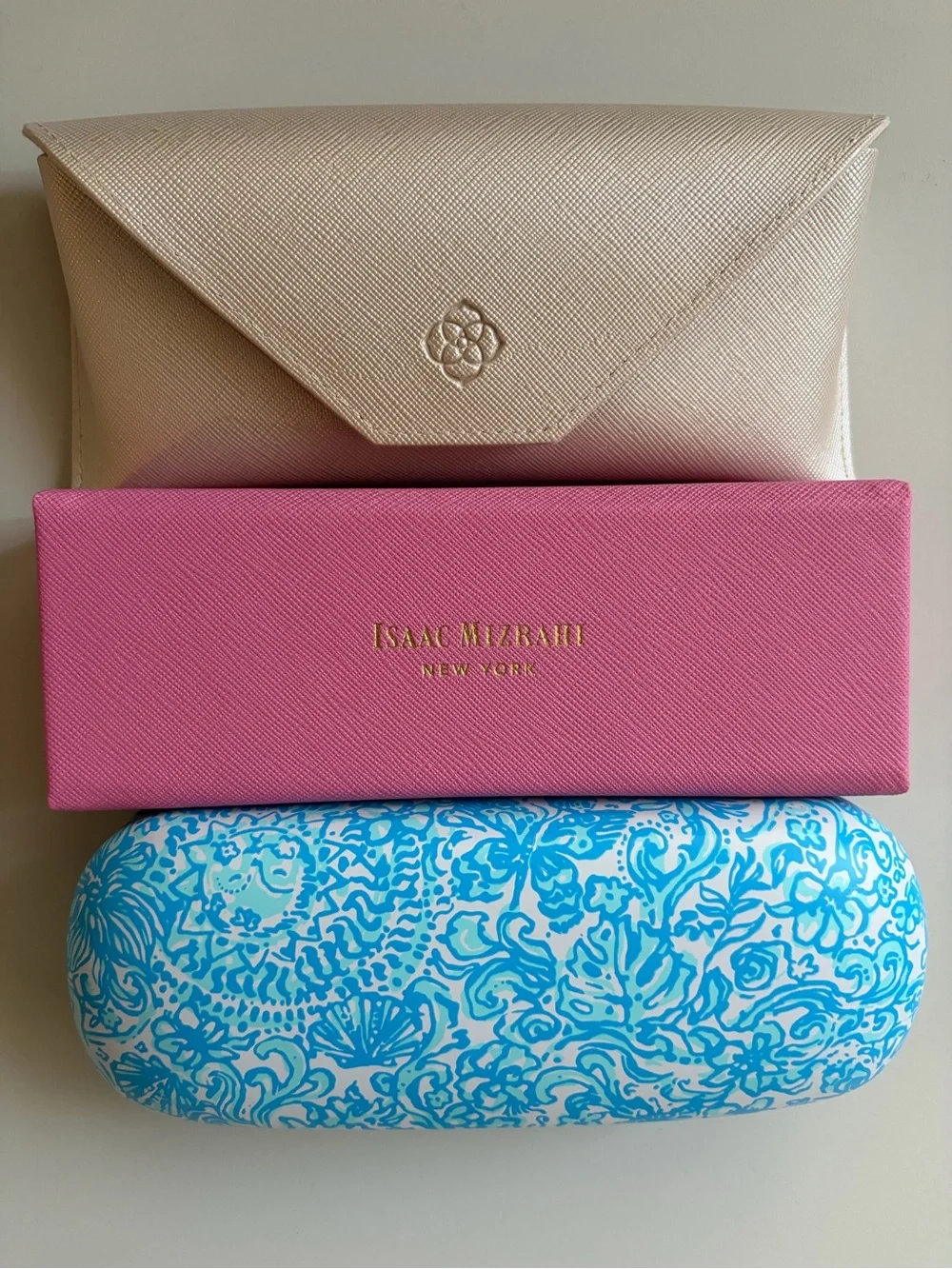 3 Women’s Mixed Eyeglass Cases- Kendra Scott, Lilly Pulitzer, Isaac Mizrahi. New